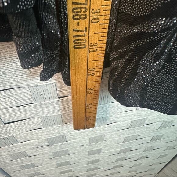 Java black & silver glittery layered blouse ruffle, sheer cuff evening plus size - Picture 9 of 13